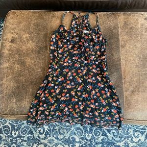 Black, floral summer dress, size small, good condition.